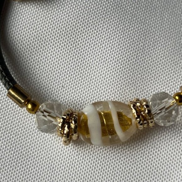 Murano Glass Bead, crystal and Leather Bracelets - Picture 7 of 9